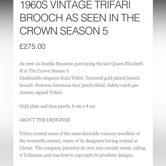 Vintage Designer Crown Trafari Susan Caplan Gold Faux Pearl Grape Brooch - Picture 12 of 12